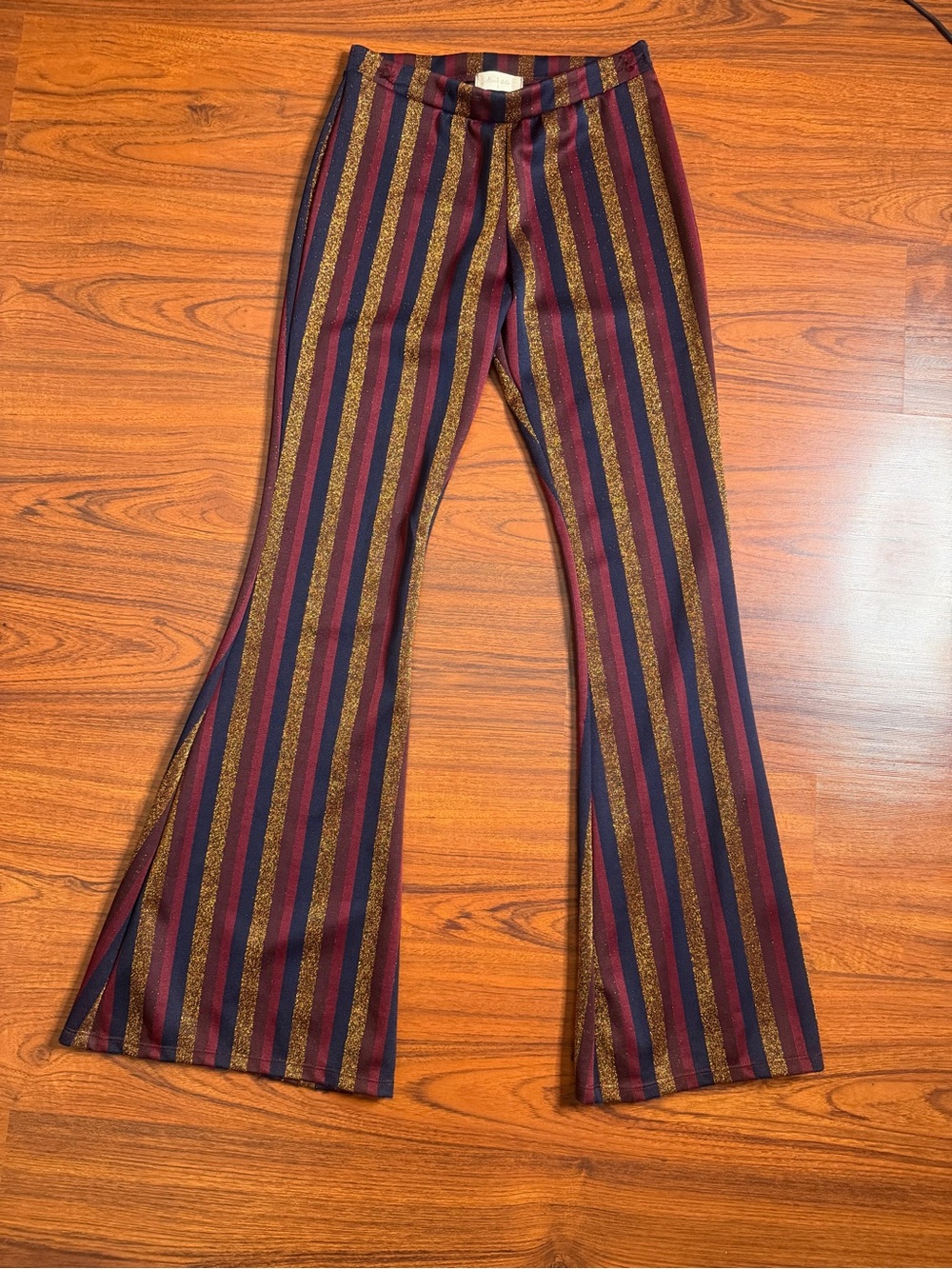 Striped Flared Women’s pants in Burgundy and Navy